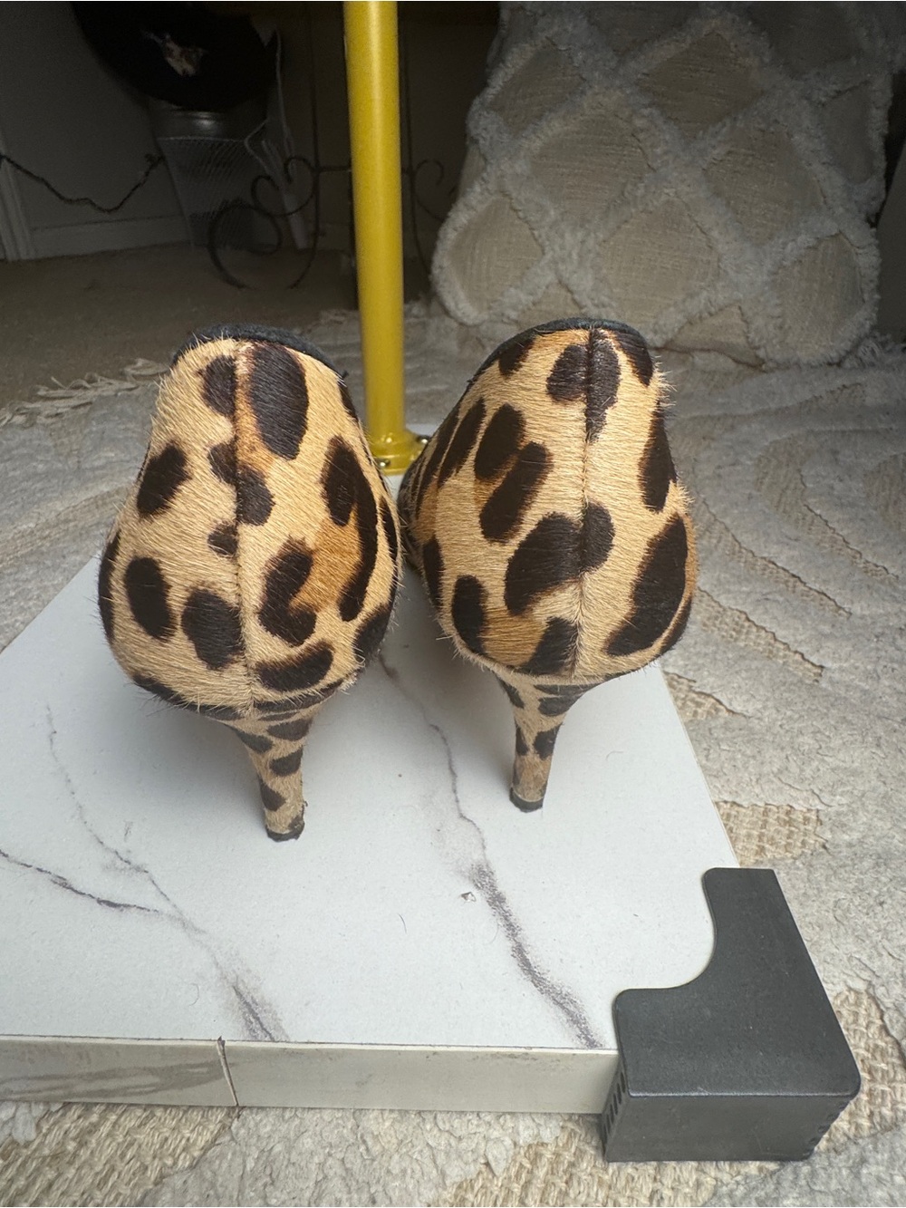 Cole Haan Leopard Print Pointed Toe Heels - Tan and Black - Picture 3 of 9